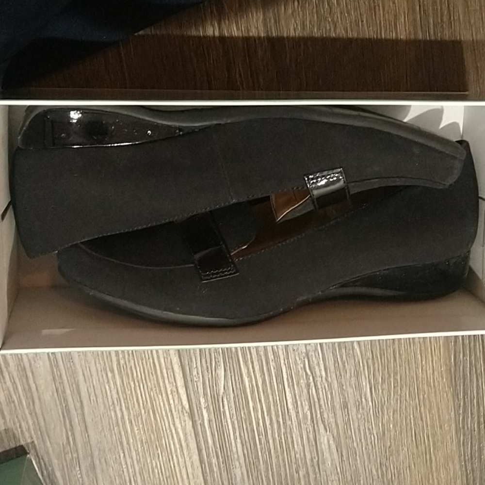 Black slip on flat